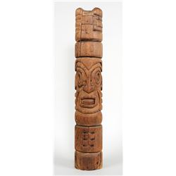 Northwest Coast Totem Carved in the Round with Various Figures 30 3/4" H. 5 1/4" D. - Phil Thiemer C