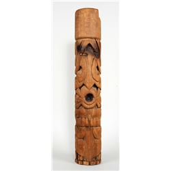 Northwest Coast Totem Carved in the Round with Various Figures 31 1/4" H. 5 1/4" D. - Phil Thiemer C