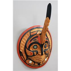 Haisla Killer Whale Moon Mask Carved by Heber Reece - Kiselas, B.C. 35" H. 23" W.  Good Condition