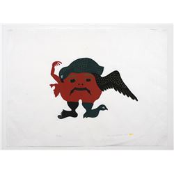 Inuit Stonecut Print 1973 Signed in Syllabic 18/40  21 1/4"x28 3/4"  Good Condition