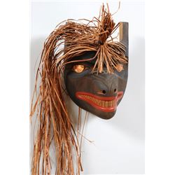 Northwest Coast Bear Mask with Copper Work Eyes - Artist Unknown 10" H. 7 1/4" W.  Good Condition