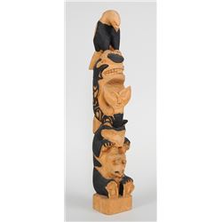 Northwest Coast Totem Carved with Eagle, Killer Whale and Bear Attributed to Simon Charlie 22 1/2" H