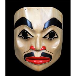 Northwest Coast Portrait Mask Carved with Yellow Cedar - Artist Unknown 11" H. 9" W.   Good Conditio