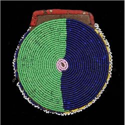 Sioux Beaded Bulls Eye Coin Bag ca. 1900  4 3/8" W.  Good Condition