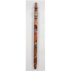 Northwest Coast Staff Carved with Multiple Figures by Rod Modeste 1970  40 1/2" H.  Good Condition