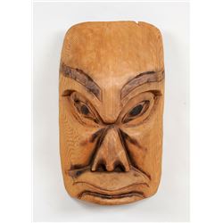 Northwest Coast Hawkman Mask Signed GEJC 13 1/2" H. 8 1/4" W.  Good Condition with Chip Top of Foreh