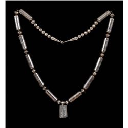 Southwest Silver Bead Necklace 30" L.  Good Condition