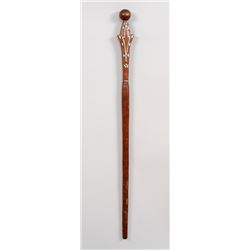 Carved Wood Cane with Inlay - Solomon Islands 34 1/2" L.  Good Condition