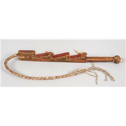 Northern Plains Wooden Riding Quirt Decorated with Brass Tacks ca. 1880  42" L.  Good Condition