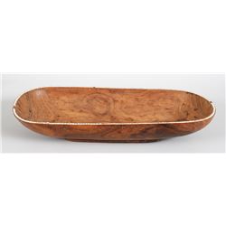 Large Oceanic Food Bowl 24 1/2" L. 10 1/2" W.  Good Condition with Minor Loss To Inlay