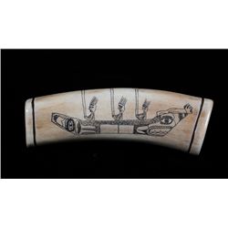 Antler with Scrimshaw Northwest Coast Design 5" L.  Good Condition