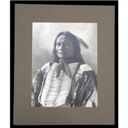 Photograph of Northern Plains Chief with Hair Pipe Breastplate 10 1/4"x 13 1/4"  As Is
