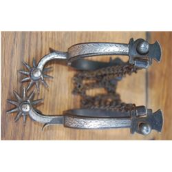 nice early Calif style silver inlaid single spurs