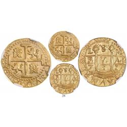 Lima, Peru, cob 8 escudos, 1711M, from the 1715 Fleet, encapsulated NGC MS 64 (highest grade certifi
