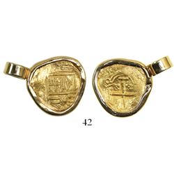 Bogota, Colombia, cob 2 escudos, Philip IV, assayer not visible, from the Maravillas (1656), mounted