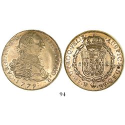 Potosi, Bolivia, bust 8 escudos, Charles III, 1779PR.