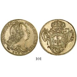 Brazil (Rio mint), 6400 reis, Jose I, 1751-R, from the "Clive of India treasure" (ca. 1755).