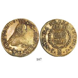 Santiago, Chile, bust 8 escudos, Ferdinand VI, 1751J, from the Luz (1752).
