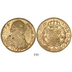 Santiago, Chile, bust 8 escudos, Charles III, 1781/79DA.
