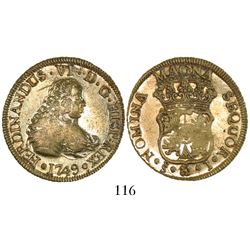 Santiago, Chile, bust 4 escudos, Ferdinand VI, 1749J, from the Luz (1752).