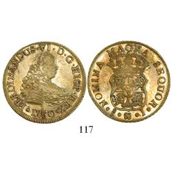 Santiago, Chile, bust 4 escudos, Ferdinand VI, 1750/5J, from the Luz (1752).