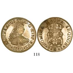 Santiago, Chile, bust 4 escudos, Ferdinand VI, 1750/5J, from the Luz (1752).