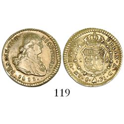 Santiago, Chile, bust 1 escudo, Ferdinand VII (bust of Charles IV), 1811FJ (re-punched F).