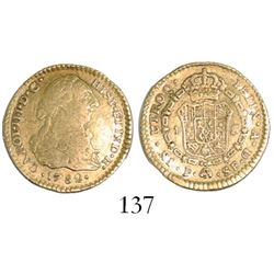 Popayan, Colombia, bust 1 escudo, Charles III, 1782SF.