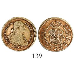 Popayan, Colombia, bust 1 escudo, Charles IV, 1794JF.