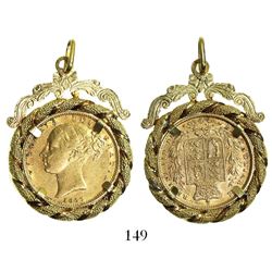 Great Britain (London, England), sovereign, Victoria, 1855, from the Douro (1882), mounted in fancy