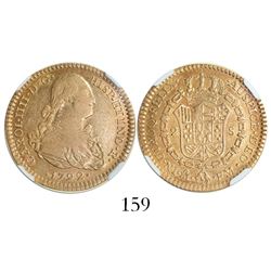 Mexico City, Mexico, bust 2 escudos, Charles IV, 1792FM, encapsulated NGC XF 45.