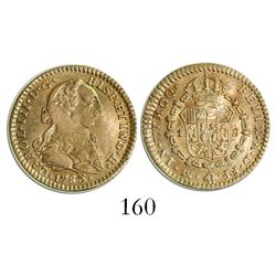 Mexico City, Mexico, bust 1 escudo, Charles III, 1783FF, initials facing rim.