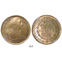 Lima, Peru, bust 8 escudos, Charles III (non-transitional), 1789IJ, encapsulated NGC AU 53.