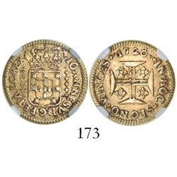 Lisbon, Portugal, 1000 reis, Joao V, 1720, encapsulated NGC XF 45.