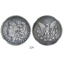USA (San Francisco mint), $1 Morgan, 1893-S, key date, encapsulated NGC F 12.