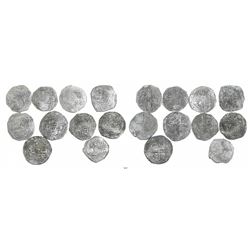Lot of 10 Potosi, Bolivia, cob 8 reales, Philip II and/or III, various assayers (where visible), all