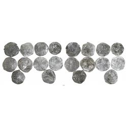Lot of 10 Potosi, Bolivia, cob 8 reales, Philip II and/or III, various assayers (where visible), all