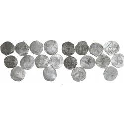 Lot of 10 Potosi, Bolivia, cob 8 reales, Philip II and/or III, various assayers (where visible), all