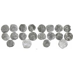 Lot of 10 Potosi, Bolivia, cob 8 reales, Philip II and/or III, various assayers (where visible), all