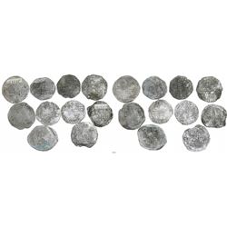 Lot of 10 Potosi, Bolivia, cob 8 reales, Philip II and/or III, various assayers (where visible), all