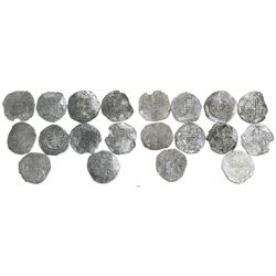 Lot of 10 Potosi, Bolivia, cob 8 reales, Philip II and/or III, various assayers (where visible), all