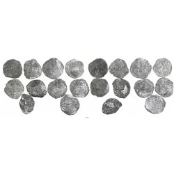 Lot of 10 Potosi, Bolivia, cob 8 reales, Philip II and/or III, various assayers (where visible), all