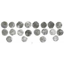 Lot of 10 Potosi, Bolivia, cob 4 reales, Philip II and/or III, various assayers (where visible), all