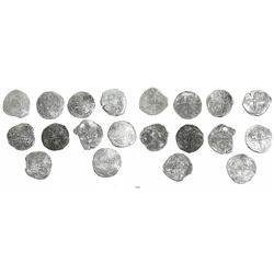 Lot of 10 Potosi, Bolivia, cob 4 reales, Philip II and/or III, various assayers (where visible), all