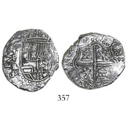 Potosi, Bolivia, cob 2 reales, 1618PAL, Grade 1, rare.