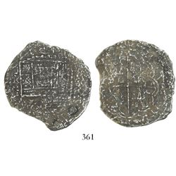 Cartagena, Colombia, cob 8 reales, Philip IV, assayer (A) to right, mintmark RN to left (1621-2), "8