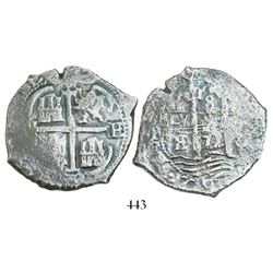 Potosi, Bolivia, cob 8 reales, 1672E.