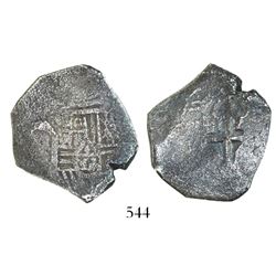 Mexico City, Mexico, cob 4 reales, Charles II, assayer not visible, with Kip Wagner certificate.