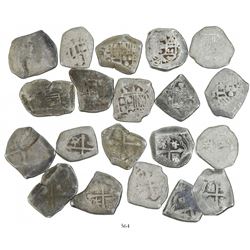 Lot of 10 Mexico City, Mexico, cob 4 reales, Philip V, assayer J (where visible), with hand-signed F