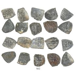 Lot of 10 Mexico City, Mexico, cob 1 reales, Charles II and Philip V, various assayers (where visibl